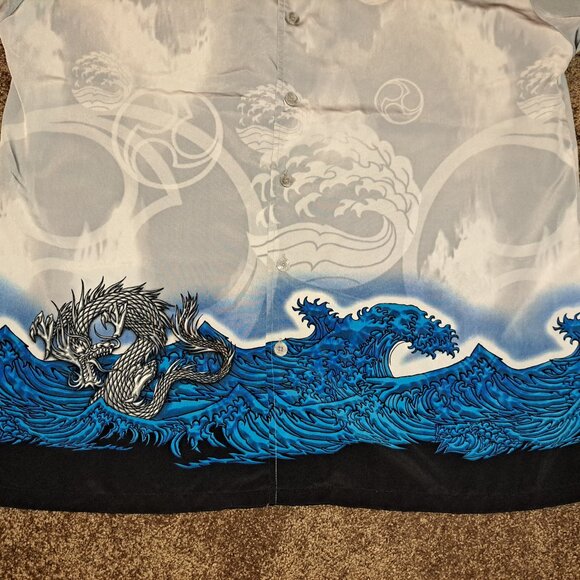 Vintage C-Two Rave Dragon Button Down Short Sleeve Shirt size XL - Picture 4 of 9